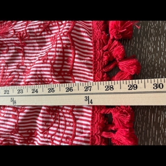 Velzera Pinstripe with Embroidery Tunic/Dress with Bell Sleeves and Tassels - Picture 7 of 15